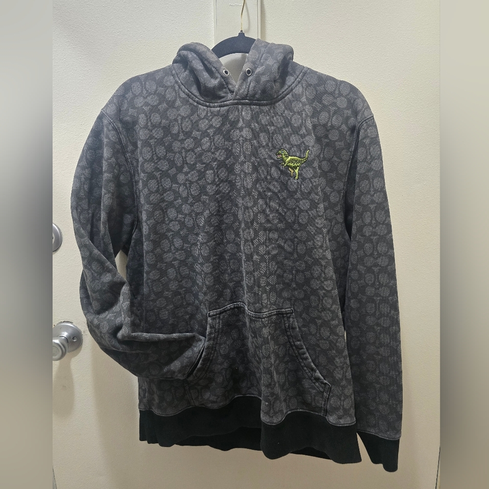 Coach Signature Monogram Rexy Hoodie in Charcoal Gray - Picture 2 of 13